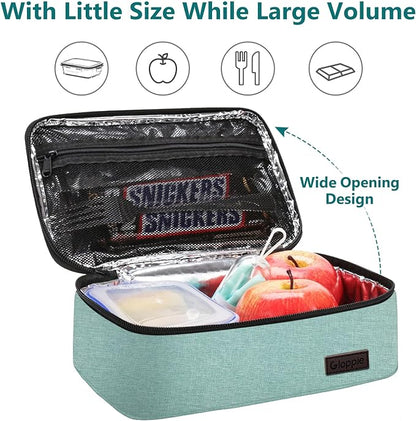 Gloppie Little Lunch Bag Small Insulated Lunch Box for Women Kids Lunchbox Mini Lunchbag Portable Cooler Bags Petty Lunch Pail Reusable Snack Container, Green