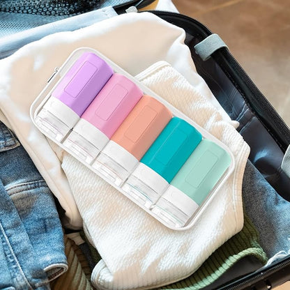 2 oz Travel Bottles, Small Size Containers, TSA Approved Silicone Travel Toiletries Bottles, Shampoo and Conditioner Kit for Women (Cream)