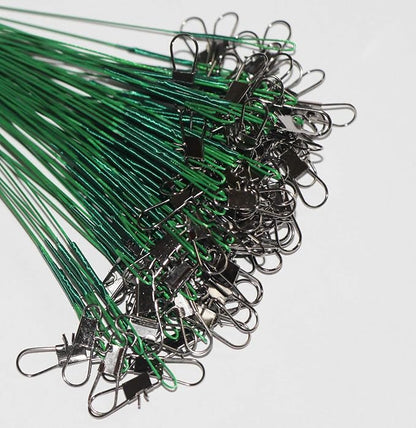 60pcs Fishing Wire Leaders Nylon-Coated Fishing Line Wire Leaders with Swivels and Snaps 6inch, 9inch, 12inch