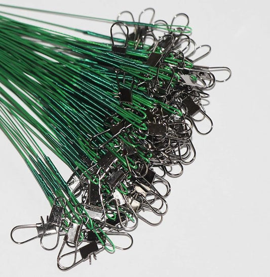 60pcs Fishing Wire Leaders Nylon-Coated Fishing Line Wire Leaders with Swivels and Snaps 6inch, 9inch, 12inch