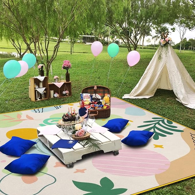 Extra Large Picnic Blankets Waterproof Foldable (60 "x 80") Beach Blanket Waterproof Sandproof,3-Layer Thicking Mat Outdoor Packable Camping Blanket