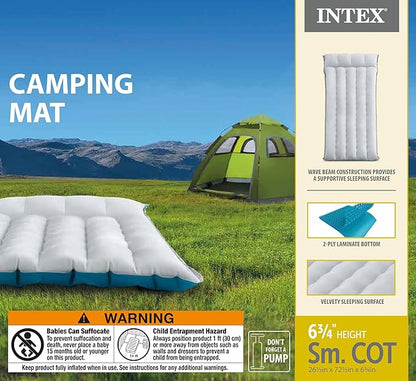 Intex 67997E Camping Sleeping Air Mattress 26.5" x 72.5": Durable Outdoor Use – 2-PLY Laminate – Velvety Surface – Unique Construction – 300lb Weight Capacity