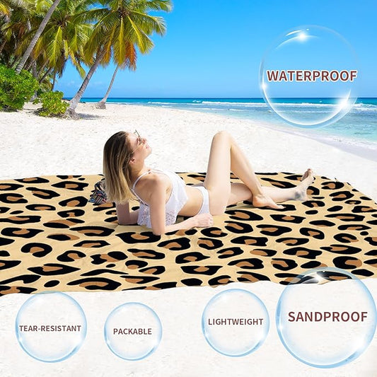 BYDOLL Beach Blanket Waterproof Sandproof 78''×110'' Suits1-7 Adults Compact Lightweight Oversized Sand-Free Blanket Large Picnic Mat for Beach Travel Camping Hiking