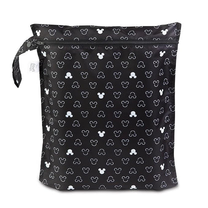 Bumkins Disney Waterproof Wet Bag for Baby, Travel, Swim Suit, Cloth Diapers, Pump Parts, Pool, Beach, Gym Clothes, Toiletry, Hook to Stroller, Daycare, Zip Reusable Wetdry Packing, Mickey Mouse Icon