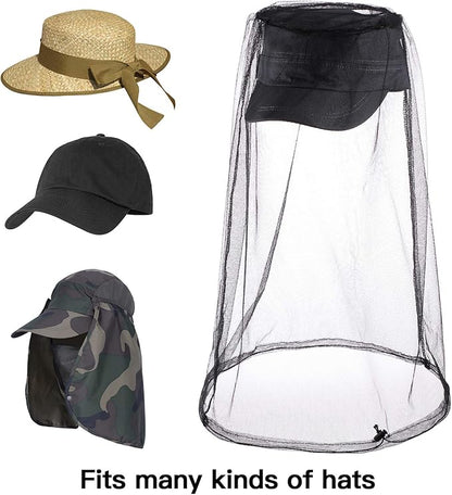Hestya 4 Pack Mosquito Face Mesh Net Protecting Net for Outdoor Hiking Camping Climbing Mosquito Fly Insects Preventing (Black, Gray)