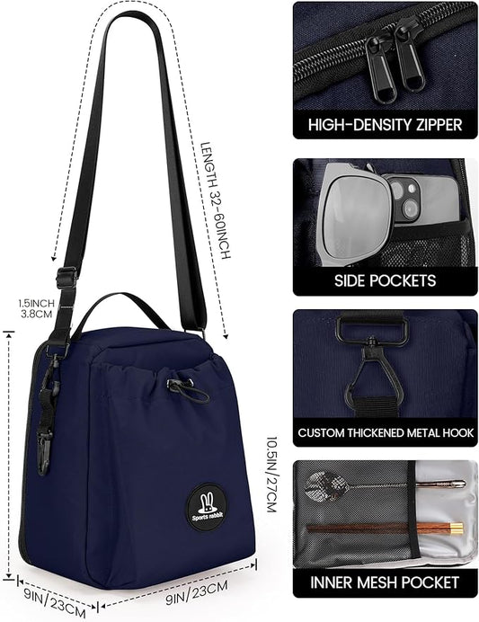 Sports rabbit Insulated Lunch Bag for Men – Compatible with Rubbermaid Food Containers – Water-Resistant Wax-Coated Oxford Fabric Leakproof Cooler Tote – Perfect for Work, Travel, Picnics (Dark Blue)