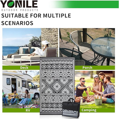 Outdoor Rug 9x12 ft Waterproof, Reversible Outdoor Plastic Straw Rug for Patios Clearance, Outdoor Area Rug Carpet RV Mat for Camping Backyard Deck Porch
