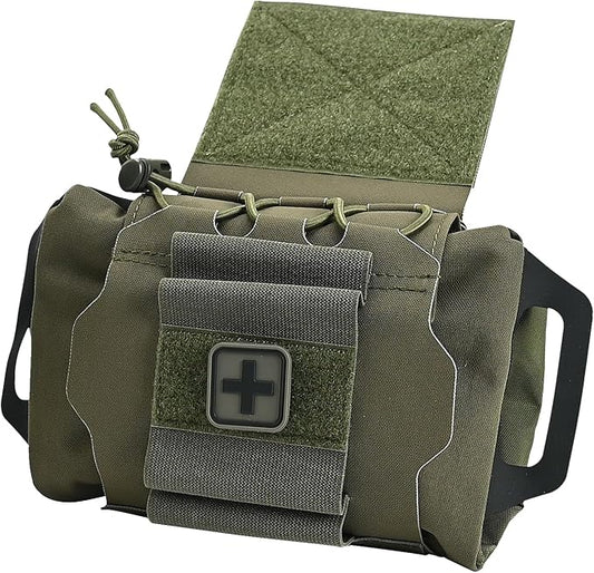 SABADO Rapid Deploy IFAK Pouch First Aid Kits Pack Tactical Two-piece System Medical Supply Holder Roll Carrier Hypalon Handle Outdoor Sport Hunting Bag Laminated Matting Fabric