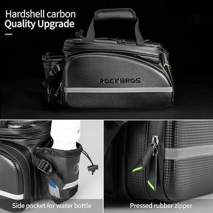 ROCKBROS Bike Rack Bag Trunk Waterproof Carbon Leather Bicycle Rear Seat Cargo Pack Pannier Handbag