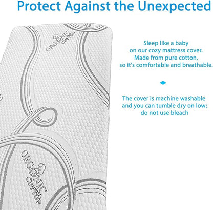 FoamRush 6" x 48" x 80" Bunk, Soft, Fitted, Zippered Mattress Cover Replacement, Premium Cotton, Waterproof, Non Skid Bottom, Mattress Pad Cover, Mattress Not Included