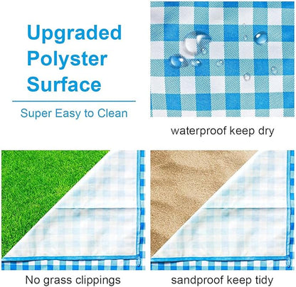 ZHUYNXIR Extra Large Picnic Blanket, 87x87 inch Waterproof Picnic Blanket, Gingham Picnic Mat for Beach, Camping Grass Picnic Blankets.
