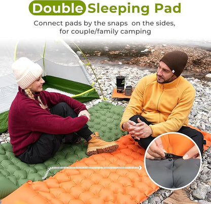 ATEPA Inflatable Sleeping Pad, Waterproof Button-Attachable Backpacking Camping Mattress with Pillow & Built-in Foot Pump for Backpacking Camping Hiking Tent Travelling, Navy