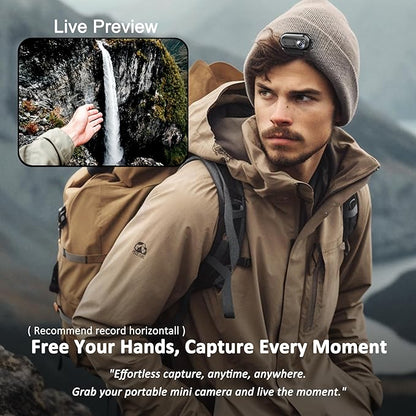 Mini Body Camera Action Cam with Auido & Video Recording -128G IPX7 Waterproof Thumb Size Hands Free Body Worn Cameras - Wearable Portable Camcorder for Work Travel Pet Walk Vlog(Black)