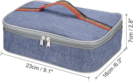 PATIKIL 9"x6"x3" Insulated Lunch Bags, Portable Food Containers Bag Flat Bento Bags Reusable Thermal Lunch Pail for Men and Women, Blue