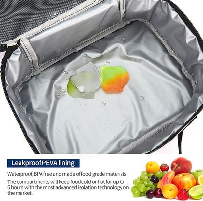 rickyh style Lunch Box with Padded Liner, Spacious Insulated Lunch Bag Durable Thermal Lunch Cooler Pack with Strap for Men Women Boys Girls Adults School Sports Beach Picnic Work Camp,2 Pocket