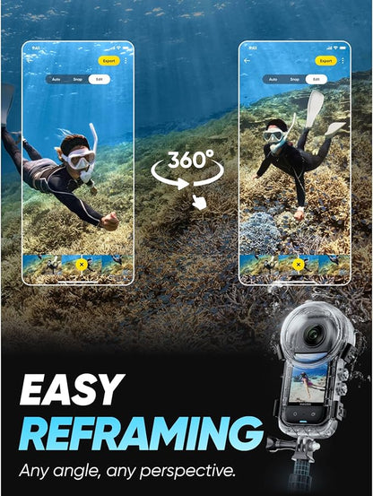 Insta360 X3 Invisible Dive Kit - Waterproof 5.7K 360 Action Camera, Dive Case, Selfie Stick, Dual 1/2" 48MP Sensors, Stabilization, 360 Horizon Lock, 4K Single-Lens, AI Editing
