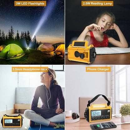 Raynic Emergency Radio, 5000mAh/18500mWh Weather Radio, Solar Hand Crank Radio with AM/FM/SW/NOAA Alert, Cell Phone Charger, Headphone Jack, Flashlight and SOS Siren