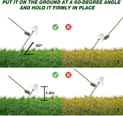 10 Pcs 8" Screw in Tent Stakes Heavy Duty Tent Stakes Drillable Ground Anchors Screw Metal Tent Pegs Threaded Tent Spikes with Head Driver for Swing Inflatable Decor (Illuminant White)