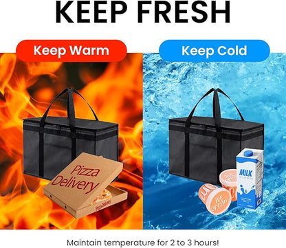 NZ home XXL Insulated Cooler Bag and Food Warmer for Delivery & Grocery Shopping with Zippered Top, Red (1 Pack)