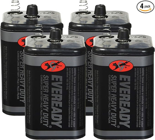 Eveready 6V Battery, Super Heavy Duty 6 Volt Battery, 1 Count (Pack of 4)