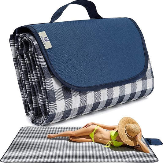 Beach Blanket Extra Large Picnic Mat Sand Free Waterproof Camping Blanket Easy Fold Carry Portable Travel Blanket Play Mat for Outdoor Indoor Hiking Festival BBQ Park Grass Lawn