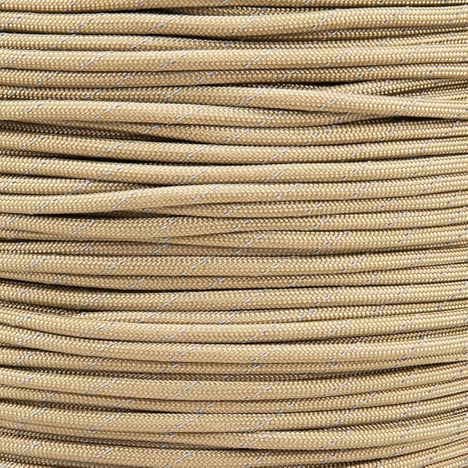 Reflective 550lb Paracord – 7 Strand Type III Nylon Parachute Cord for Hiking, Camping, and Fishing – 30+ Colors and 6 Length Options