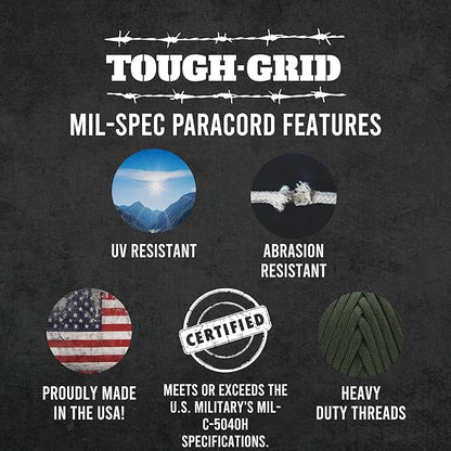 TOUGH-GRID Premium 550lb Paracord Rope - 50 Ft. - Gold - 100% Nylon Type IV Mil-Spec - UV & Abrasion Resistant - Heavy Duty Strands - Outdoor Survival Rope - Used by US Military - Made in USA