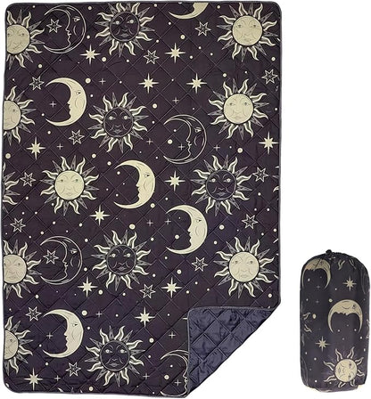 Waterproof Outdoor Blanket, 78.7x55inch, Printed Large Picnic Blankets, Foldable Picnic Mat, Camping Blanket for Picnic, Grass, Park, Lawn, Beach - Sun and Moon