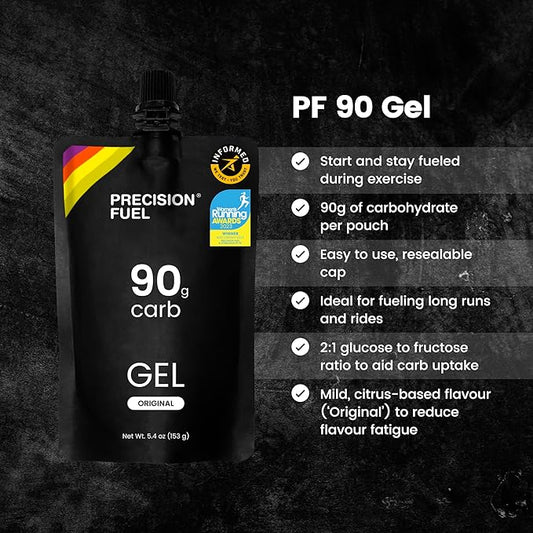 Precision Fuel 90 Energy Gels - Mild Flavour Running Gels for Endurance Athletes, 90g Carbohydrate, Easy-to-Digest, Perfect for Running & Long-Duration Sports, 153g (Pack of 3)