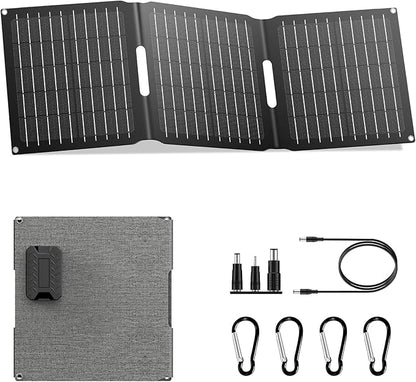Portable Solar Panel Charger 22W, ZeroKor Foldable Solar Panel Kit with DC USB C USB A Out for Phone Pad Power Bank Smart Device, High Efficiency Waterproof Panel for Camping Backpacking Hiking