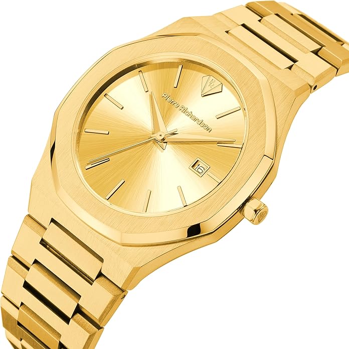 PIERRE RICHARDSON PR5428 Men’s Luxury Watch – Japanese Quartz Movement, Stainless Steel, 41mm, 5ATM Water Resistant, Scratch-Resistant Sapphire Crystal Glass – Classic Dress Watch for Men