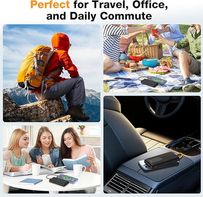 Portable Charger 10000mAh, Cell Phone Portable Power Banks with 22.5W PD Fast Charging,Built in Cables,5 Outputs 3 Inputs,Travel Essential,for iPhone, iPad,Android,Google, and More(Black)