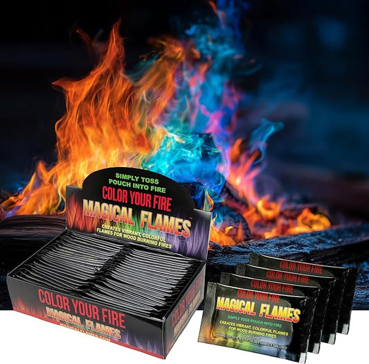 Magical Flames Fire Color Changing Packets Fire Pit (50 Pack), Fire Color Packets for Camping Essentials, Campfire, Bonfire & Fireplaces, Fire Pits Accessories for Outside