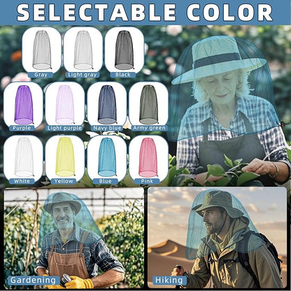Oversized Mosquito Net 42 x 25 Inches Ultra Large Mosquito Head Net Face Neck Fly Mesh Netting Fits All Hats for Outdoor Camping Hiking Fishing Gardening Safari(Blue)