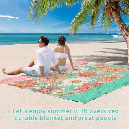 BYDOLL Beach Blanket Waterproof Sandproof 10'×9' Suits1-8 Adults Compact Lightweight Oversized Sand-Free Blanket Large Picnic Mat for Beach Travel Camping Hiking