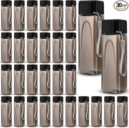 Mifoci 30 Pcs Water Bottle Bulk 17 oz Plastic Sports Water Bottles for Kids Adults Reusable Leak Proof Portable Drink Container Large for School Classroom Travel Camping Fitness Office(Black)