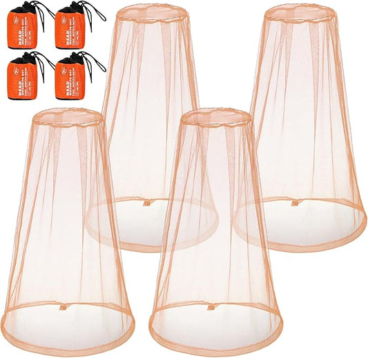 HESTYA 4 Pack Mosquito Net Mesh for Head Face Neck Fly Netting Hood from Bugs Gnats No See Net with Carry Bags for Outdoor