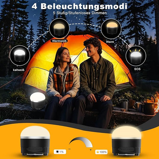 LED Camping Lights Rechargeable - Outdoor Portable Tent Light with 4000mAh Battery, 3 Light Modes Camping Lantern with Magnet Base, IP65 Waterproof Hanging Camping Lights for Tent, Hiking, Hurricane