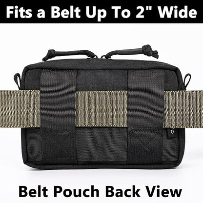MOZETO Belt Pouches for Men, Water Resistant Small Belt Bag with USA Flag Patch, Pocket Organizer Storage EDC Gear for Work, Travel, Hiking