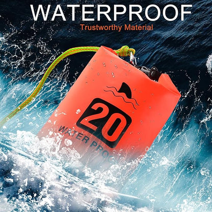 4 Set 2 in 1 Sand Anchor and Buoy Kit Floating Bag Kayak Anchor Waterproof Dry Bag for Lake Beach Boats Watercrafts Hiking Camping Water Sports Surfing Tubing Kayaking(Orange)