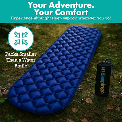 Inflatable Mat for Camping - Ultralight Sleeping Pad for Campings and Backpackings - Compact Air Mattress - Camping Mat with Tear-Resistant Ripstop Nylon - 73.5" x 21.5" - Blue