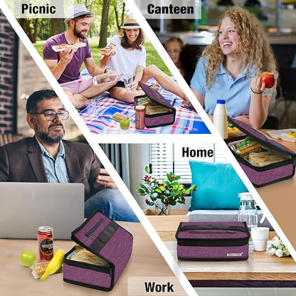 Aosbos Mini Lunch Bag Small Lunch Box for Women Men Insulated Lunchbag Compact Lunch Cooler Bags Adult Lunch Pail Thermal Lunchbox Reusable Snack Boxes Sandwich Container Loncheras Para Mujer