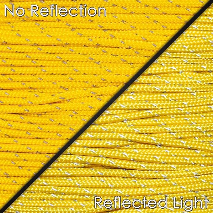 West Coast Paracord – 95 Tensile Strength - 1 Strand Reflective Paracord (10 Feet, Yellow)