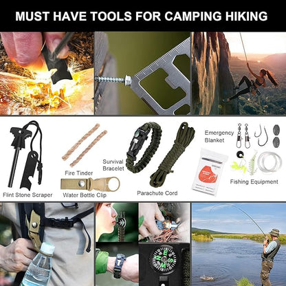 Gifts for Man Dad Husband, 210 PCS Survival First Aid kit, Professional Survival Gear Camping Essentials Emergency Medical Goods for Camping Boat Home Car Disaster Adventure (Black)
