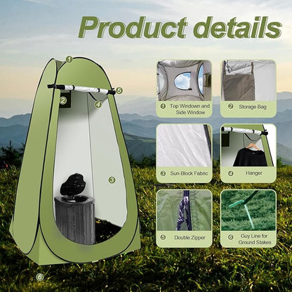 Camping Toilet Kit with Pop Up Privacy Tent, X Large Portable Folding Toilet Potty for Adults, Outdoor Camp Shower Tents,Changing Room with Carry Bag