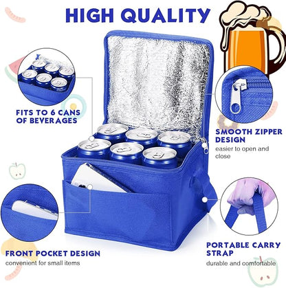 Nuogo 15 Pack Insulated Lunch Bags Bulk, Reusable Cooler Boxes, Leakproof Lunch Boxes Set, Waterproof Thermal Coolers, Insulated Beverage Bag for Women Men Work School Picnic Beach(Blue)