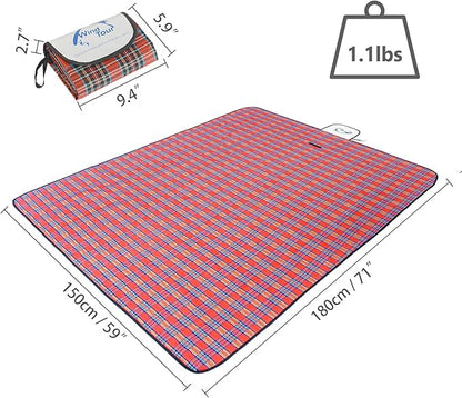 Wind Tour Family Outdoor Waterproof Durable Picnic Blankets with Carry Strap Foldable Sandproof Picnic Floor Mat for Kids Playground Camping Hiking Grass Travelling (2, Red)