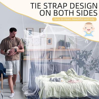 4 Corners Mosquito Net for Mosquiteros para Camas Bed Canopies Netting Bed Drapes Rectangular Mosquito Mesh for Camping Home Outdoor Travel Dormitory(White,L75 X W47 X H59 Inch)