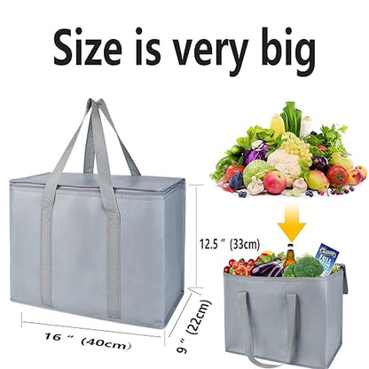 Insulated Car Trunk Organizer, Storage Collapsible Multi Compartment Car Organizer, SUV Trunk Organizer, Non Slip Bottom, Adjustable Securing Straps, Foldable Cover Grocery Shopping Bags,