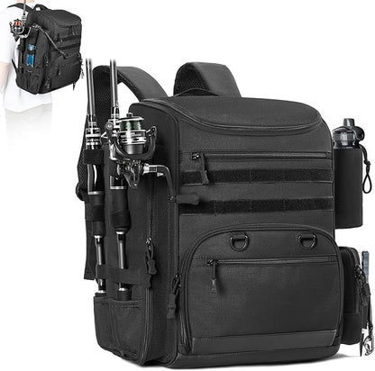 Fishing Tackle Backpack - Lightweight Outdoor Tackle Storage Bag - Water-Resistant Storage Fishing Gear and Equipment,Black